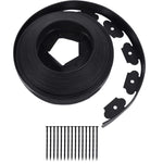 No Dig Durable Garden Landscape Edging Kit, Black Plastic Lawn Border with 15 pcs Anchoring Spikes for Landscaping, Flower Gardens, Lawn (16.4FT+ 15pcs Anchoring Spikes)