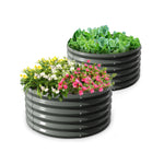 2 Pack-4Ft Round Galvanized Raised Garden Bed, 18” Tall Above Ground Modular Metal Planter Boxes Outdoor For Vegetables Flowers Herbs, Anti-Rust & Easy-Setup Quartz Grey - Tramull Metal Raised Garden Beds - Durable, Modular, Quality Galvanized Steel Garden Beds
