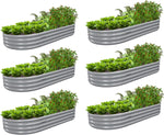 6 Pack 6x3x1FT Galvanized Raised Garden Bed Kit Oval Metal Ground Planter Box Outdoor Bottomless Planter Raised Beds for Vegetables Flowers Herbs Fruits(Green)