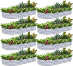 8 Pack 6x3x1FT Galvanized Raised Garden Bed Kit Oval Metal Ground Planter Box Outdoor Bottomless Planter Raised Beds for Vegetables Flowers Herbs Fruits, Gray