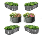 TRAMULL 6-Pack 4X4X1.5ft & 6X2X1.5ft Deep Root Galvanized Raised Garden Beds Outdoor for Planting Vegetables Flowers Herb, Quartz Grey - Tramull Metal Raised Garden Beds - Durable, Modular, Quality Galvanized Steel Garden Beds