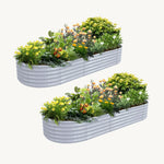Bundle of 2 | 18" Tall 8x3ft Oval Metal Raised Garden Beds - Tramull Metal Raised Garden Beds - Durable, Modular, Quality Galvanized Steel Garden Beds