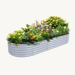 18" Tall 8x3ft Oval Metal Raised Garden Bed - Tramull Metal Raised Garden Beds - Durable, Modular, Quality Galvanized Steel Garden Beds