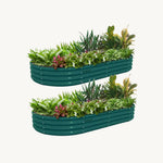 Bundle of 2 | 12" Tall 6x3ft Oval Metal Raised Garden Beds - Tramull Metal Raised Garden Beds - Durable, Modular, Quality Galvanized Steel Garden Beds