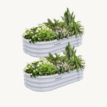 Bundle of 2 | 12" Tall 4x2ft Oval Metal Raised Garden Beds