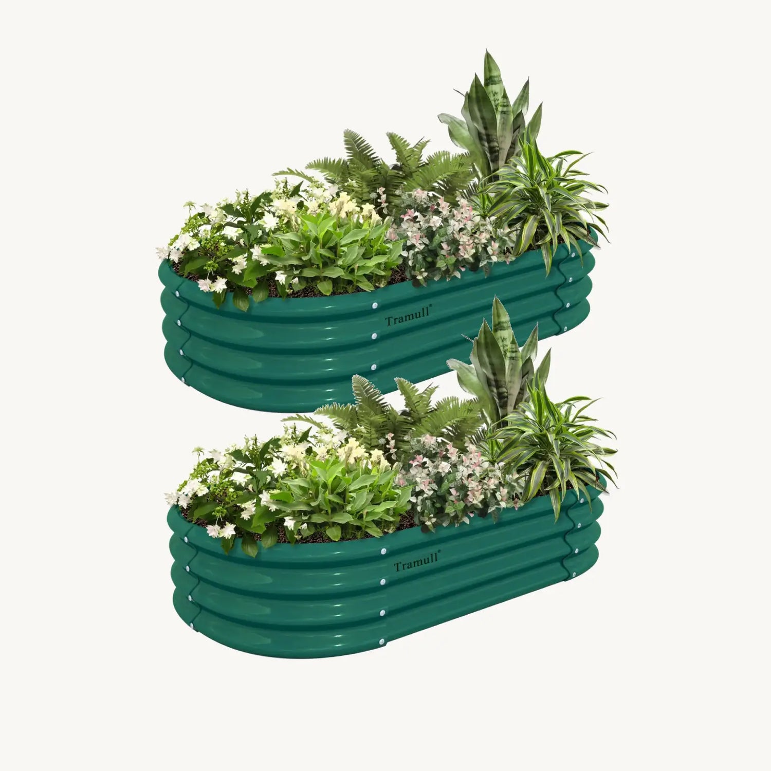 Bundle of 2 | 12" Tall 4x2ft Oval Metal Raised Garden Beds