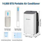 14,000 BTU Portable Air Conditioner up to 700 Sq.Ft.with Heating, Wifi Enabled, Remote Control, Auto Swing(White)