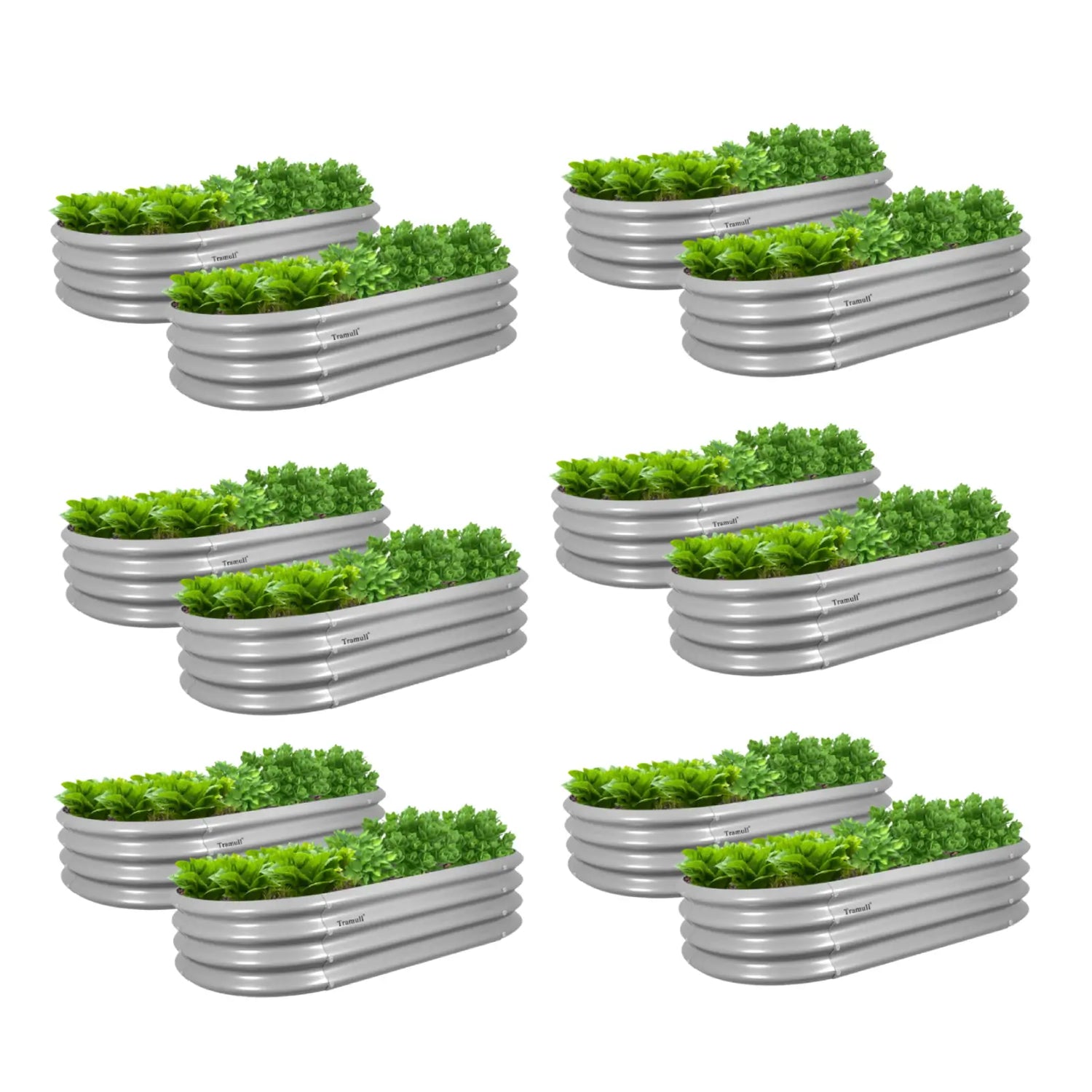 Bundle of 12 | 12" Tall 4x2ft Oval Metal Raised Garden Beds