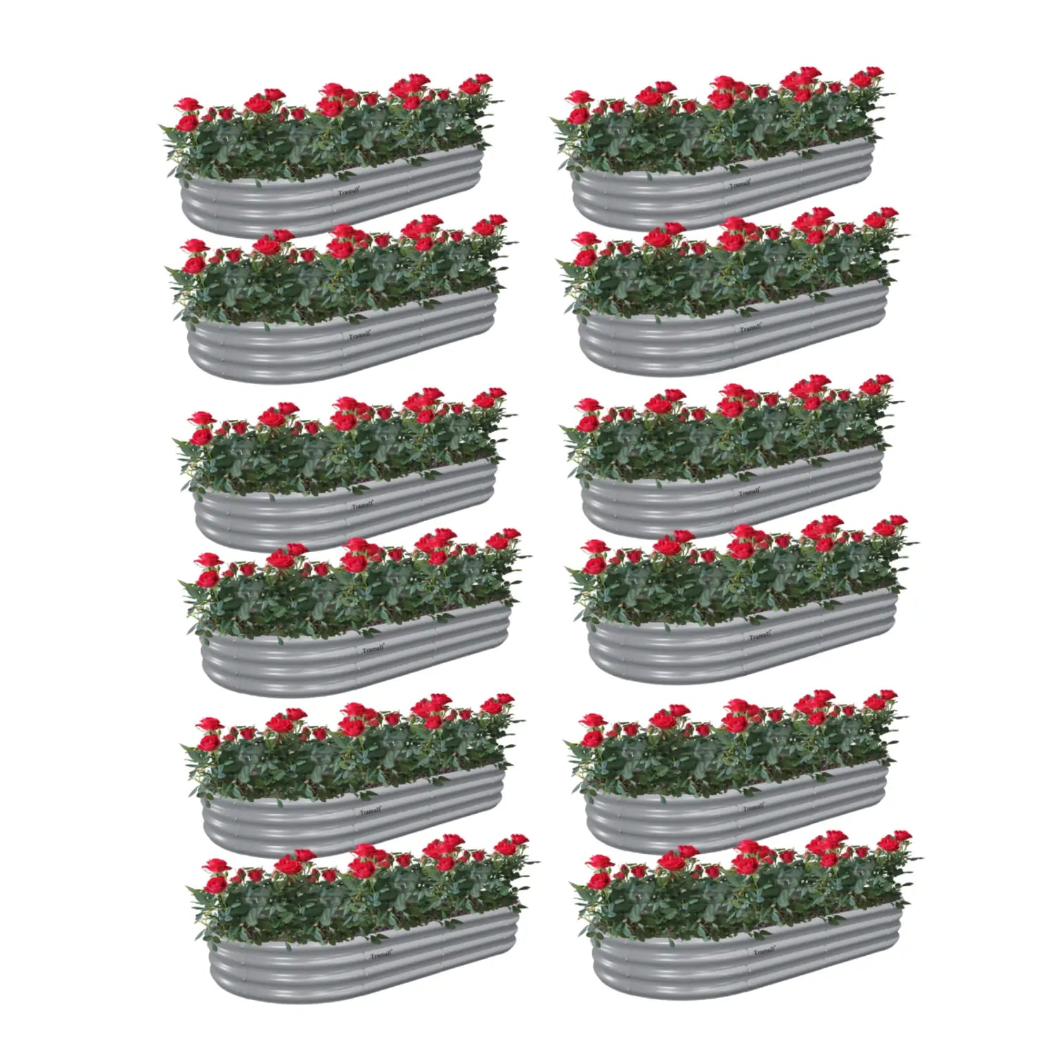 Bundle of 12 | 12" Tall 6x3ft Oval Metal Raised Garden Beds