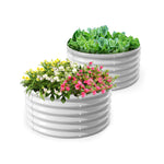2 Pack-4Ft Round Galvanized Raised Garden Bed, 18” Tall Above Ground Modular Metal Planter Boxes Outdoor For Vegetables Flowers Herbs, Anti-Rust & Easy-Setup Antique White - Tramull Metal Raised Garden Beds - Durable, Modular, Quality Galvanized Steel Garden Beds