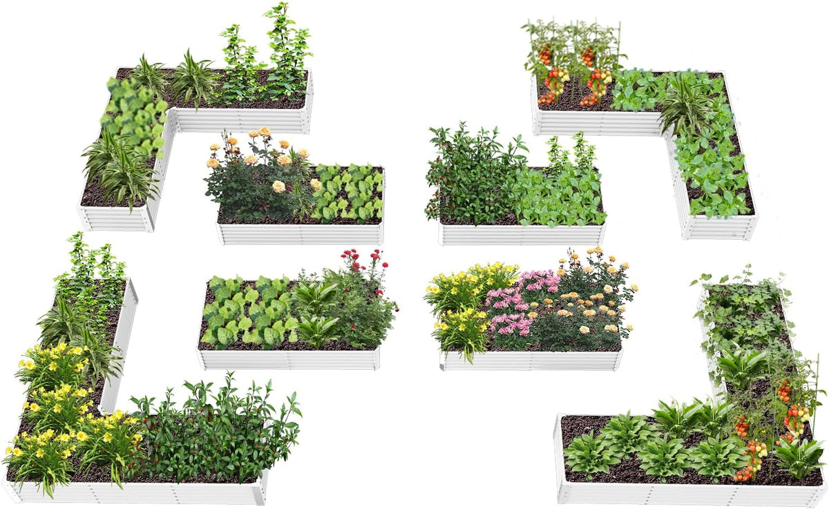 8-Pack 8X4X1.5ft & 74x74x18 in Deep Root Galvanized Raised Garden Beds Outdoor - Tramull Metal Raised Garden Beds - Durable, Modular, Quality Galvanized Steel Garden Beds
