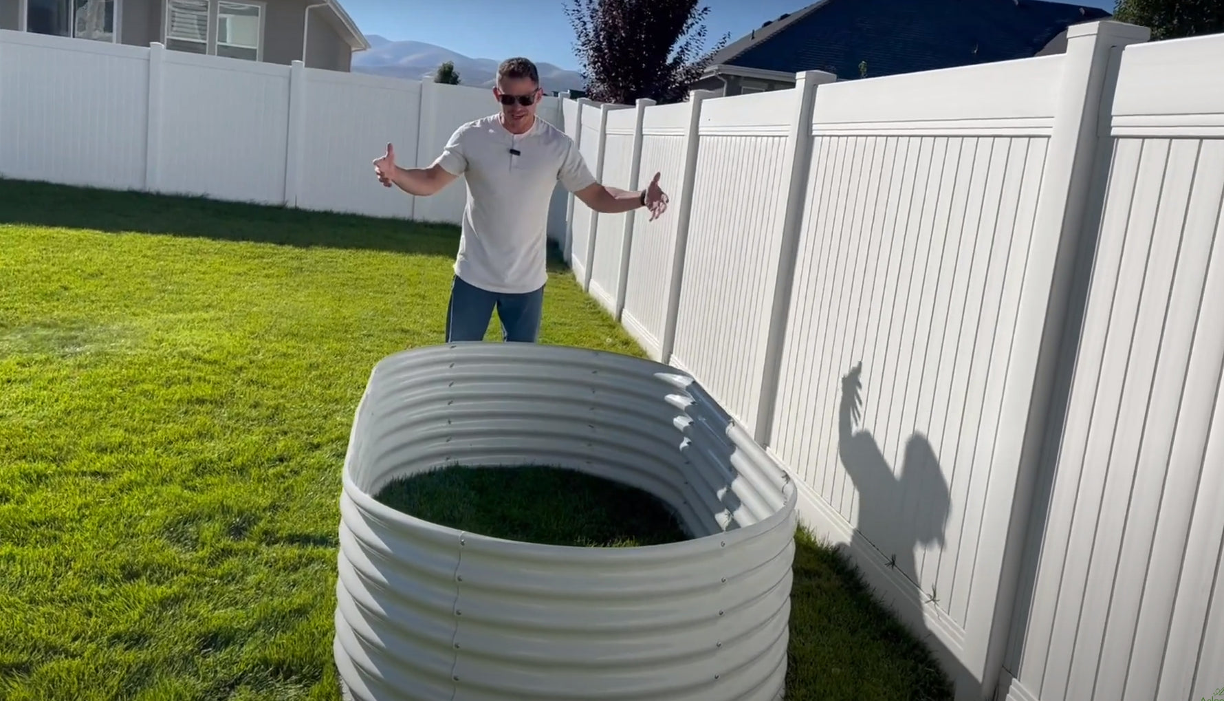 8X4X2ft Galvanized Raised Garden Bed, Oval Above Ground Modular Metal Outdoor Planter Boxes(Antique White) - Tramull Metal Raised Garden Beds - Durable, Modular, Quality Galvanized Steel Garden Beds