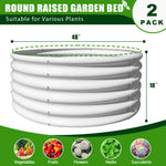 2 Pack-4Ft Round Galvanized Raised Garden Bed, 18” Tall Above Ground Modular Metal Planter Boxes Outdoor For Vegetables Flowers Herbs, Anti-Rust & Easy-Setup Antique White - Tramull Metal Raised Garden Beds - Durable, Modular, Quality Galvanized Steel Garden Beds