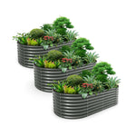 TRAMULL 8X4X2ft Galvanized Raised Garden Bed, Oval Above Ground Modular Metal Outdoor Planter Boxes(Quartz Grey) - Tramull Metal Raised Garden Beds - Durable, Modular, Quality Galvanized Steel Garden Beds