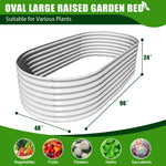 8X4X2ft Galvanized Raised Garden Bed, Oval Above Ground Modular Metal Outdoor Planter Boxes(Antique White) - Tramull Metal Raised Garden Beds - Durable, Modular, Quality Galvanized Steel Garden Beds