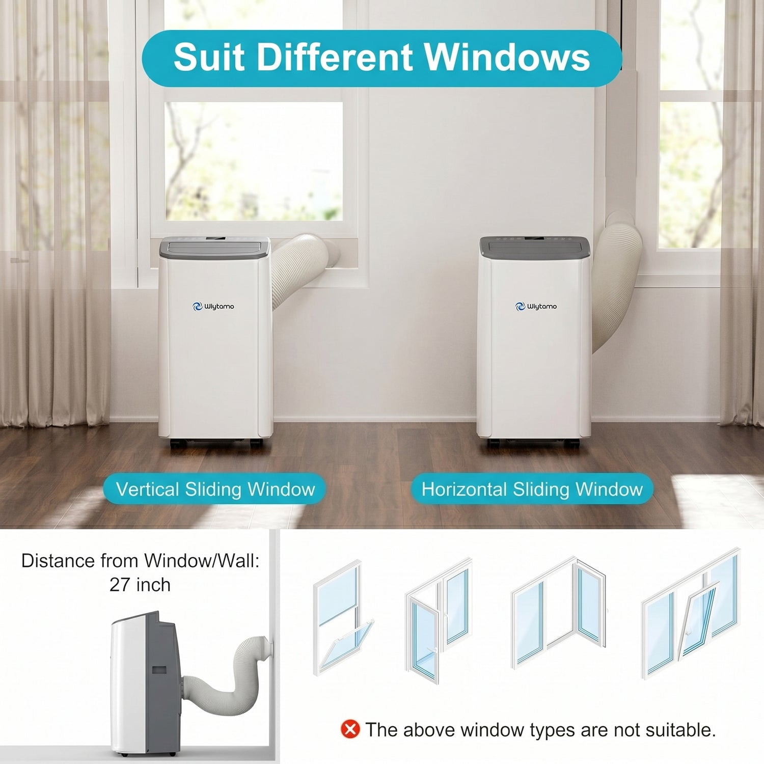14,000 BTU Portable Air Conditioners, 4-in-1 Portable AC Unit with Cool, Heat, Dehumidifier, Fan, Sleep Mode, Auto Swing, Wifi Enabled,Remote,Air Conditioner Portable for Large Room Up to 700 Sq. Ft