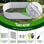 8X4X2ft Galvanized Raised Garden Bed, Oval Above Ground Modular Metal Outdoor Planter Boxes(Antique White) - Tramull Metal Raised Garden Beds - Durable, Modular, Quality Galvanized Steel Garden Beds