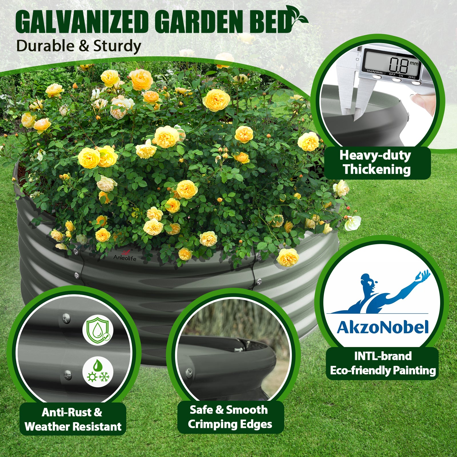 TRAMULL 6-Pack 4X4X1.5ft & 6X2X1.5ft Deep Root Galvanized Raised Garden Beds Outdoor for Planting Vegetables Flowers Herb, Quartz Grey - Tramull Metal Raised Garden Beds - Durable, Modular, Quality Galvanized Steel Garden Beds