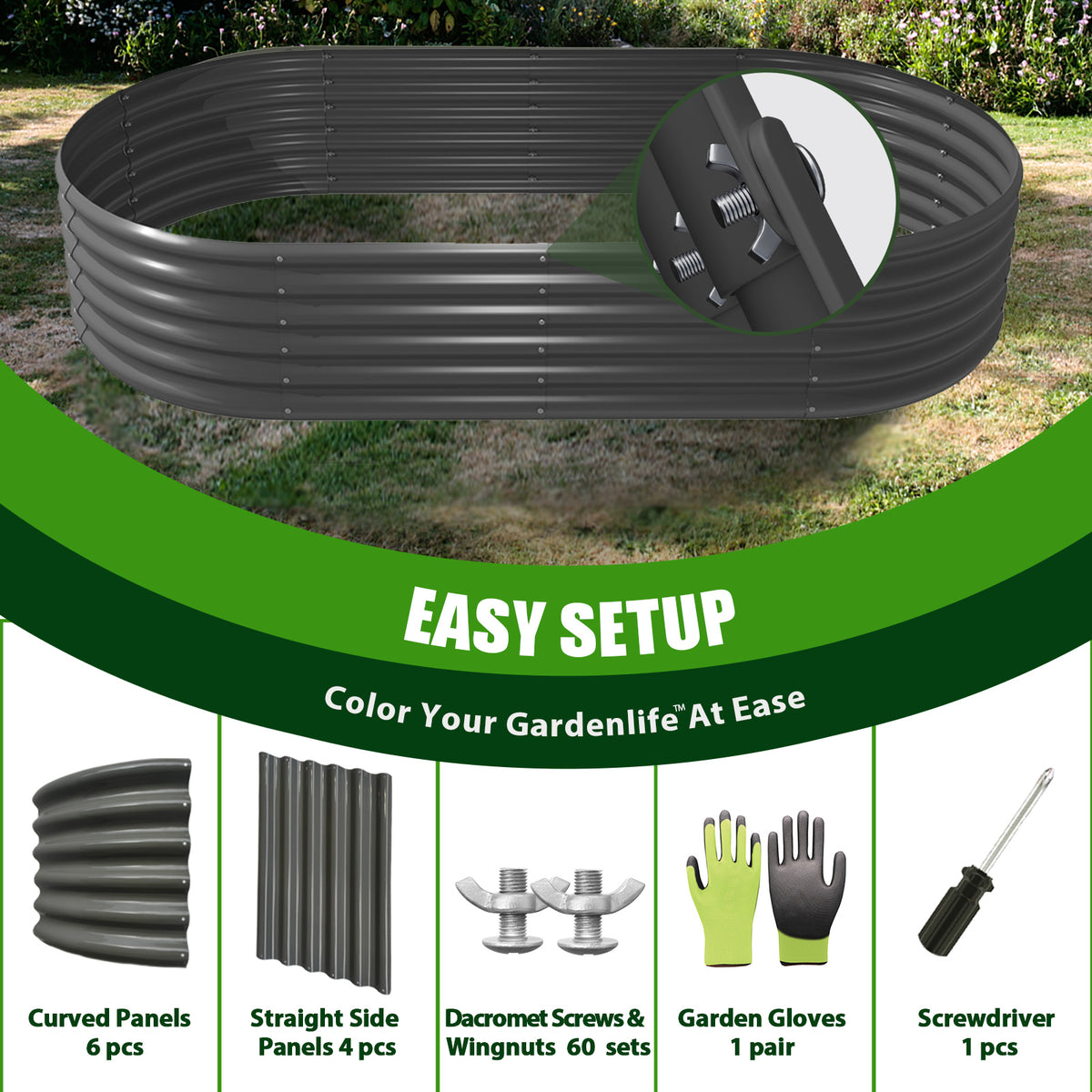 TRAMULL 6-Pack 4X4X1.5ft & 8X4X1.5ft Deep Root Galvanized Raised Garden Beds Outdoor for Planting Vegetables Flowers Herb - Tramull Metal Raised Garden Beds - Durable, Modular, Quality Galvanized Steel Garden Beds
