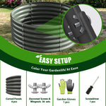 2 Pack-4Ft Round Galvanized Raised Garden Bed, 18” Tall Above Ground Modular Metal Planter Boxes Outdoor For Vegetables Flowers Herbs, Anti-Rust & Easy-Setup Quartz Grey - Tramull Metal Raised Garden Beds - Durable, Modular, Quality Galvanized Steel Garden Beds