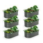 TRAMULL 8X4X2ft Galvanized Raised Garden Bed, Oval Above Ground Modular Metal Outdoor Planter Boxes(Quartz Grey) - Tramull Metal Raised Garden Beds - Durable, Modular, Quality Galvanized Steel Garden Beds