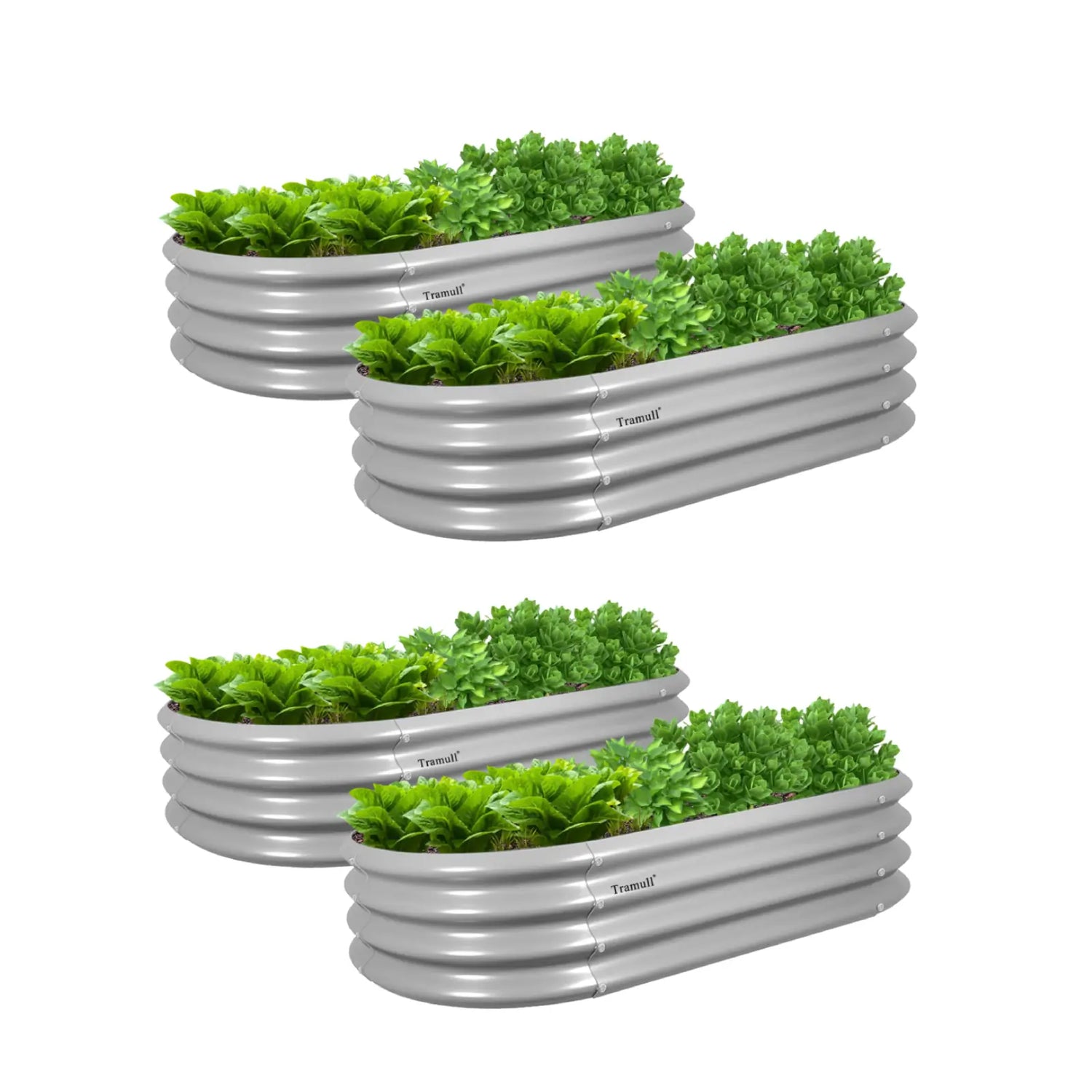 Bundle of 4 | 12" Tall 4x2ft Oval Metal Raised Garden Beds