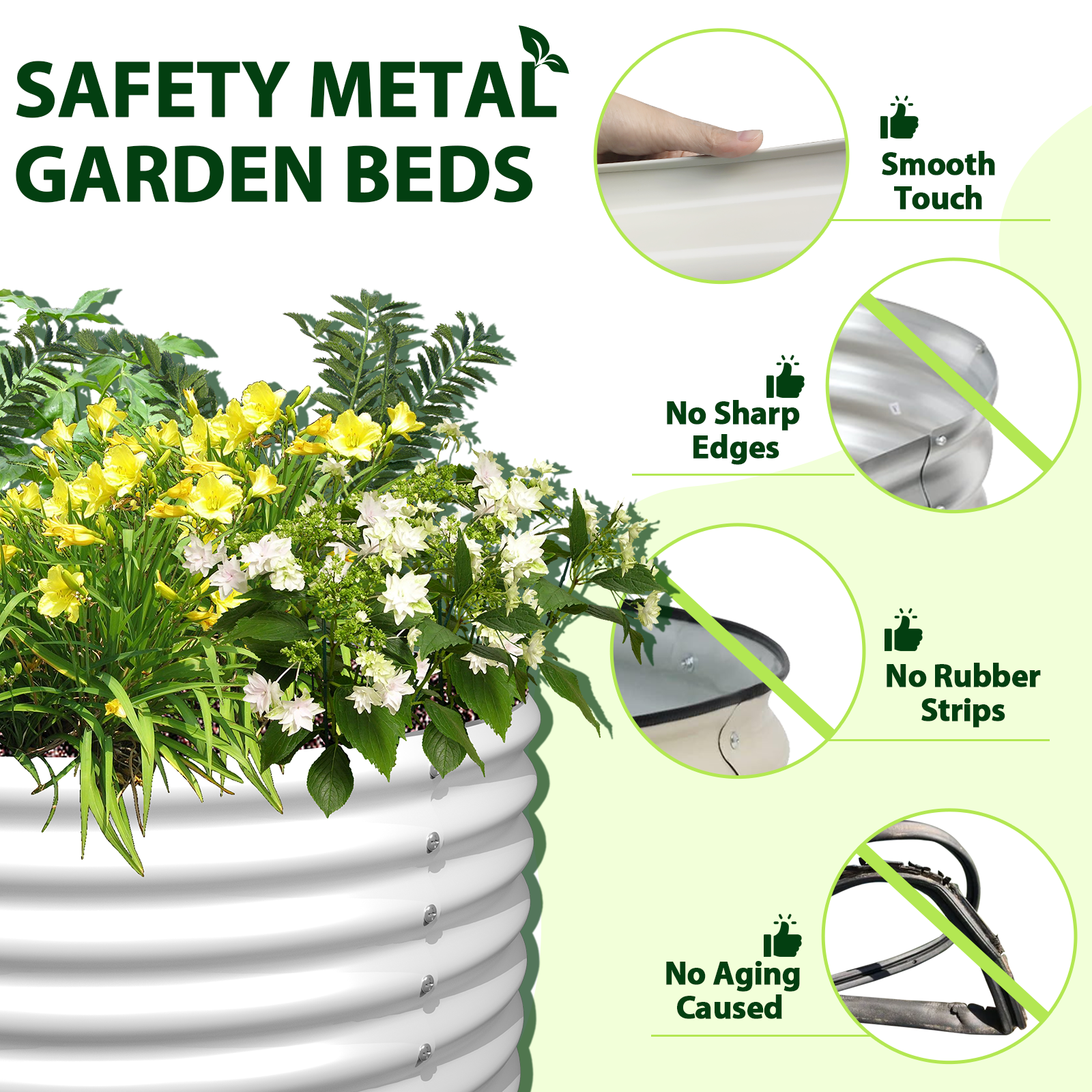 2 Pack-4Ft Round Galvanized Raised Garden Bed, 18” Tall Above Ground Modular Metal Planter Boxes Outdoor For Vegetables Flowers Herbs, Anti-Rust & Easy-Setup Antique White - Tramull Metal Raised Garden Beds - Durable, Modular, Quality Galvanized Steel Garden Beds