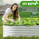 8X4X2ft Galvanized Raised Garden Bed, Oval Above Ground Modular Metal Outdoor Planter Boxes(Antique White) - Tramull Metal Raised Garden Beds - Durable, Modular, Quality Galvanized Steel Garden Beds