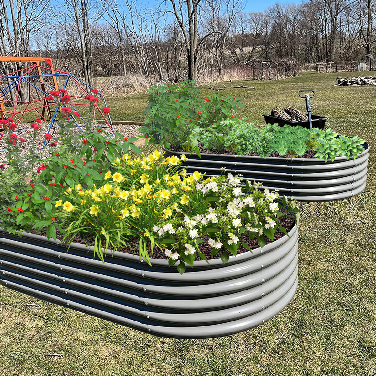 TRAMULL 6-Pack 4X4X1.5ft & 8X4X1.5ft Deep Root Galvanized Raised Garden Beds Outdoor for Planting Vegetables Flowers Herb - Tramull Metal Raised Garden Beds - Durable, Modular, Quality Galvanized Steel Garden Beds