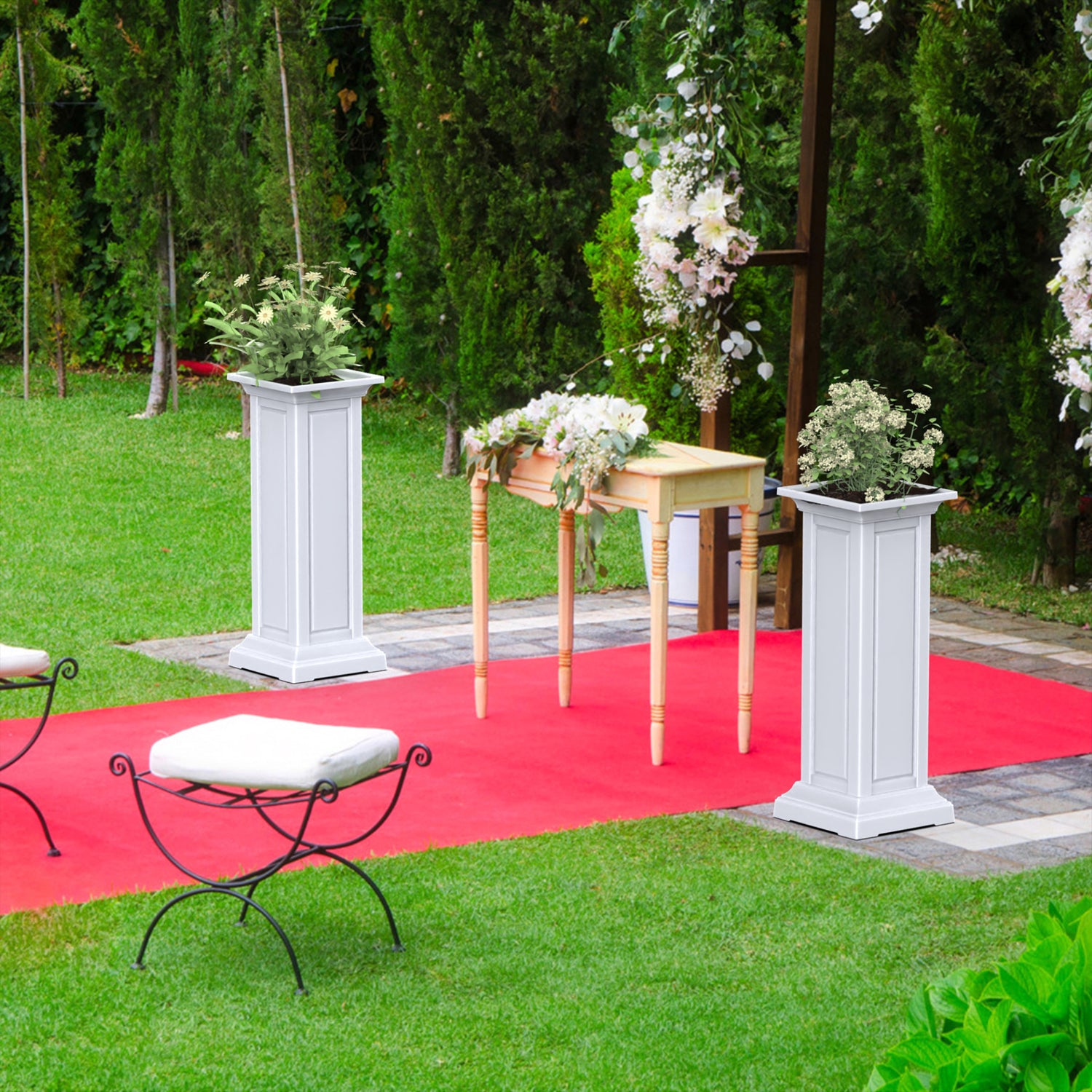 2Pcs Roman Columns Wedding Roman Column Pillars Plastic Elegant Greek Column Statue Flower Pot Columns Stand Pedestal Wedding Event Party Decorative
