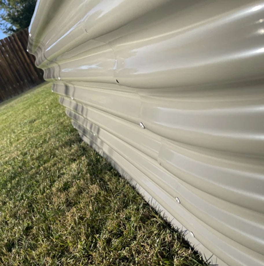 TRAMULL 8X4X2ft Galvanized Raised Garden Bed, Oval Above Ground Modular Metal Outdoor Planter Boxes(Quartz Grey) - Tramull Metal Raised Garden Beds - Durable, Modular, Quality Galvanized Steel Garden Beds