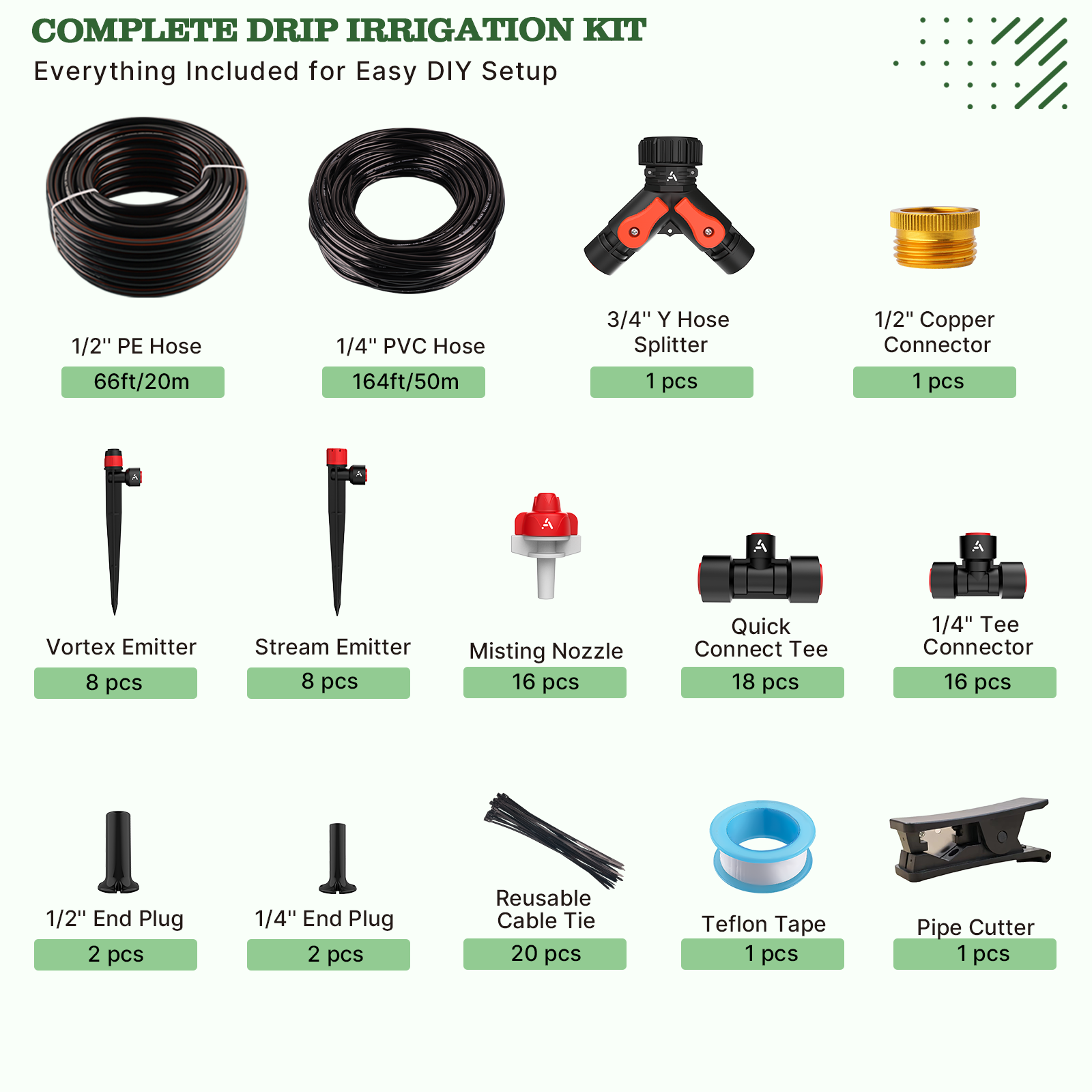 230FT Drip Irrigation System Kit, Complete Garden Watering System with 1/2” & 1/4” Quick-Connect Tubing, 32 Adjustable Emitters for Raised Beds, Lawn, Greenhouse, Potted Plants - Tramull Metal Raised Garden Beds - Durable, Modular, Quality Galvanized Steel Garden Beds