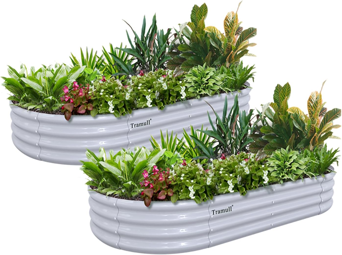 TRAMULL Galvanized Raised Garden Bed Kit with Rust Resistance, 2 Pack, 6x3x1FT, Gray, 34.6 lbs
