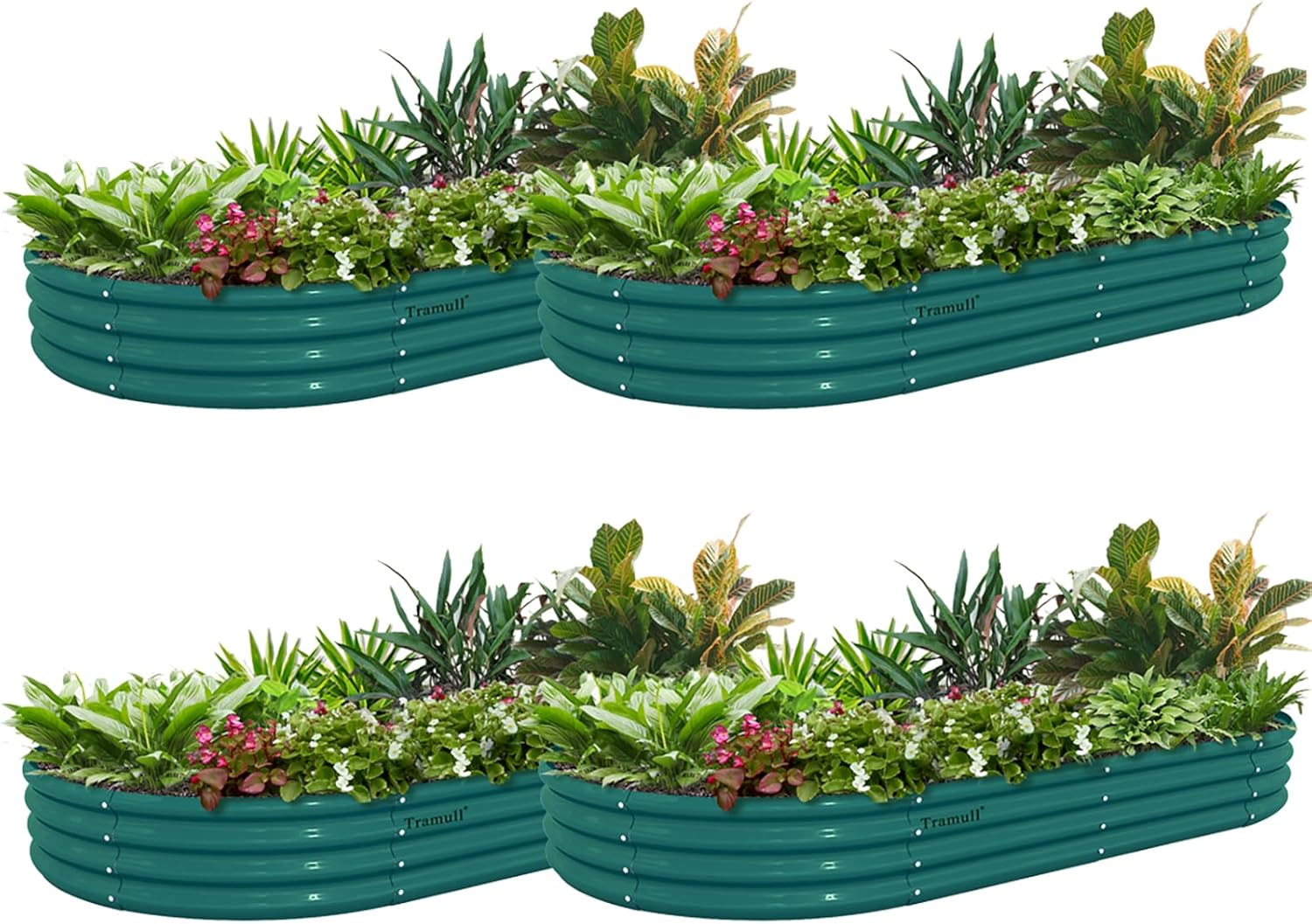 Bundle of 4 | 12" Tall 6x3ft Oval Metal Raised Garden Beds