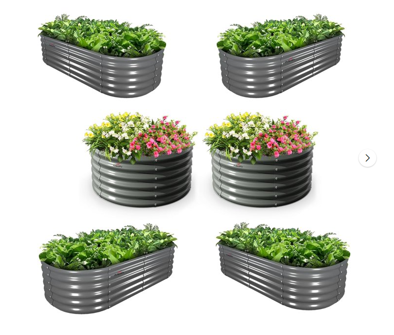 TRAMULL 6-Pack 4X4X1.5ft & 6X2X1.5ft Deep Root Galvanized Raised Garden Beds Outdoor for Planting Vegetables Flowers Herb, Quartz Grey - Tramull Metal Raised Garden Beds - Durable, Modular, Quality Galvanized Steel Garden Beds