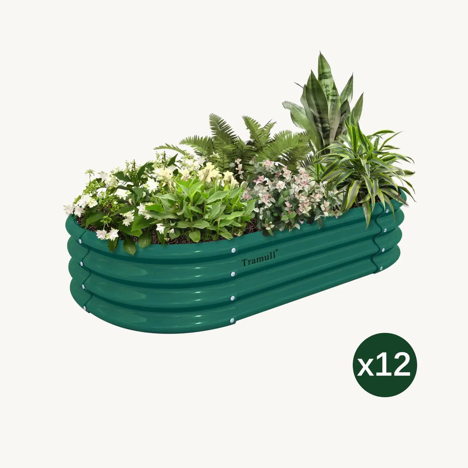 Bundle of 12 | 12" Tall 4x2ft Oval Metal Raised Garden Beds