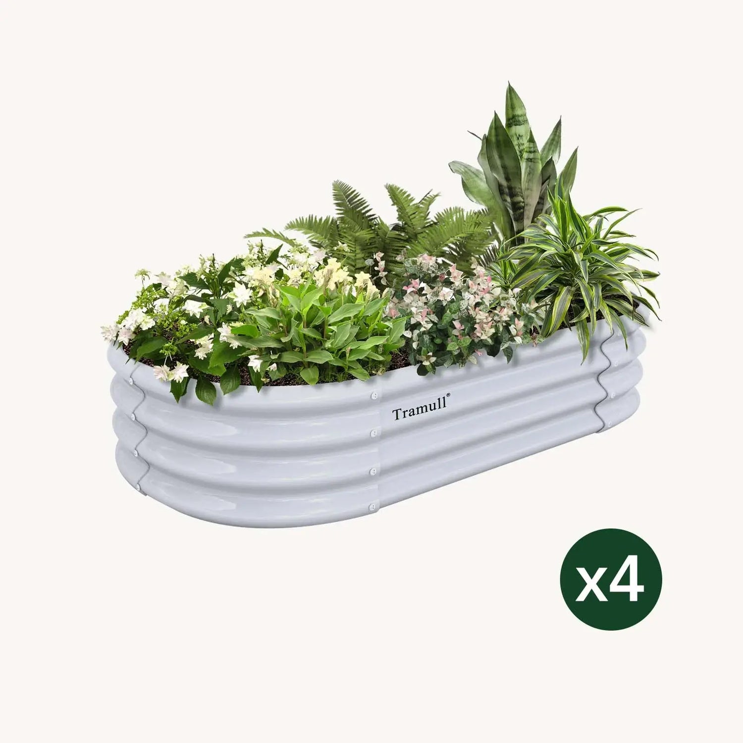 Bundle of 4 | 12" Tall 4x2ft Oval Metal Raised Garden Beds