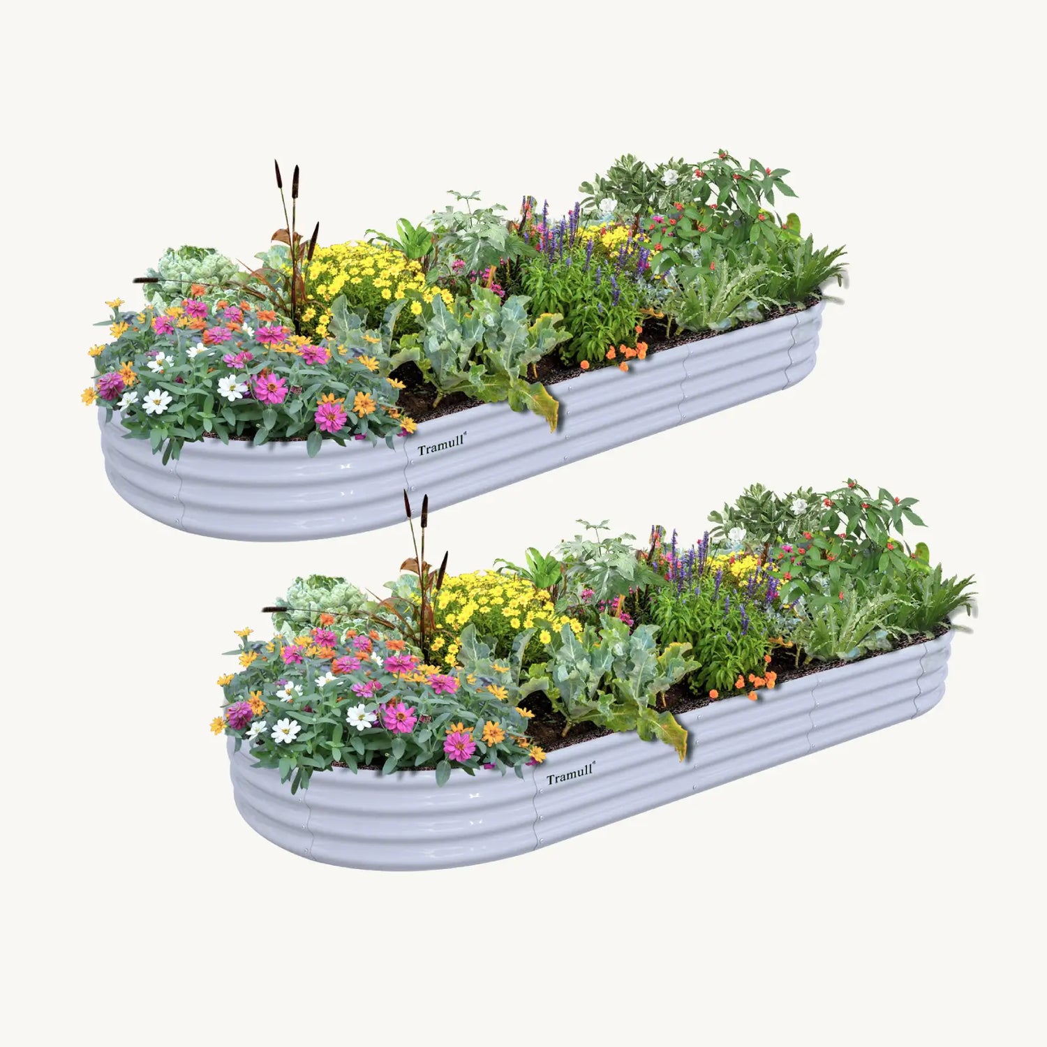 Bundle of 2 | 12" Tall 8x3ft Oval Metal Raised Garden Beds