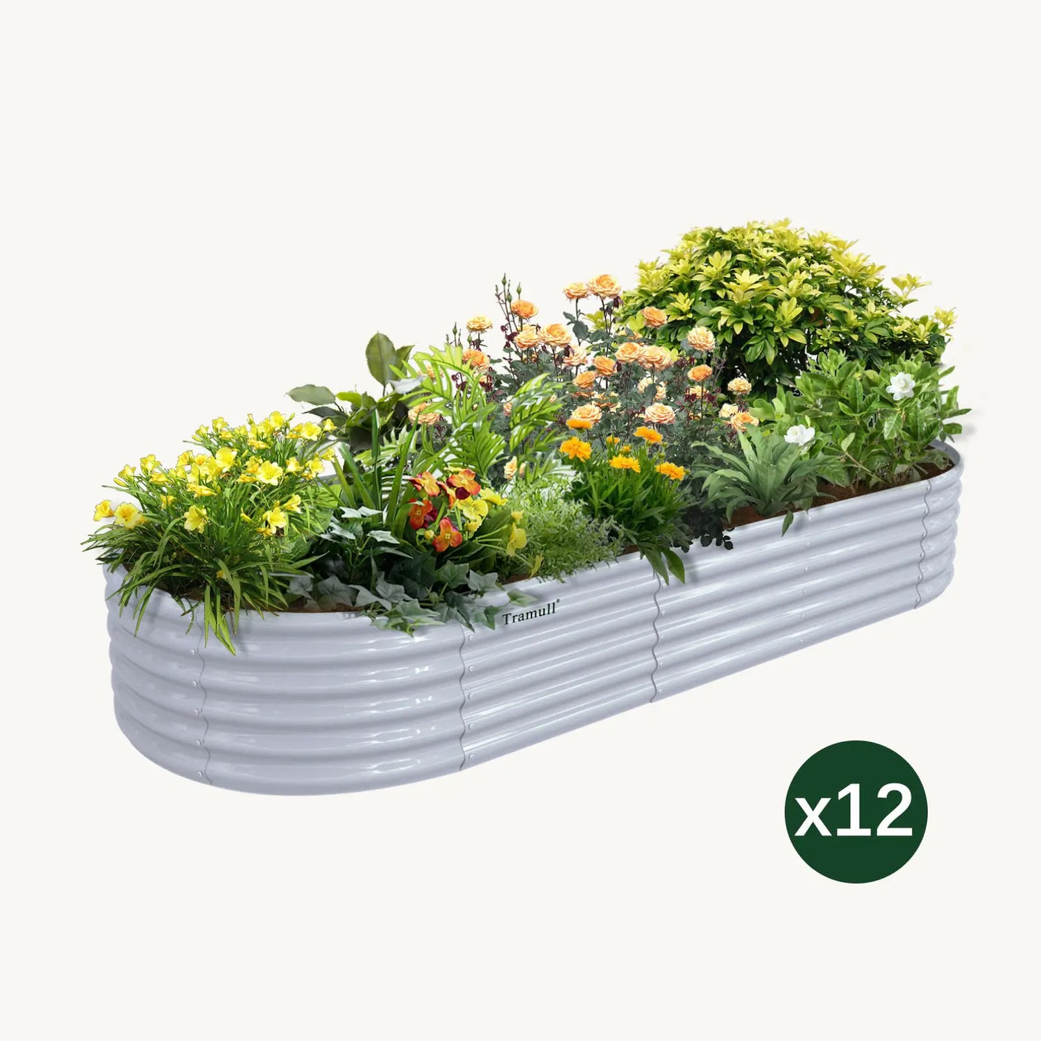 Bundle of 12 | 18" Tall 8x3ft Oval Metal Raised Garden Beds