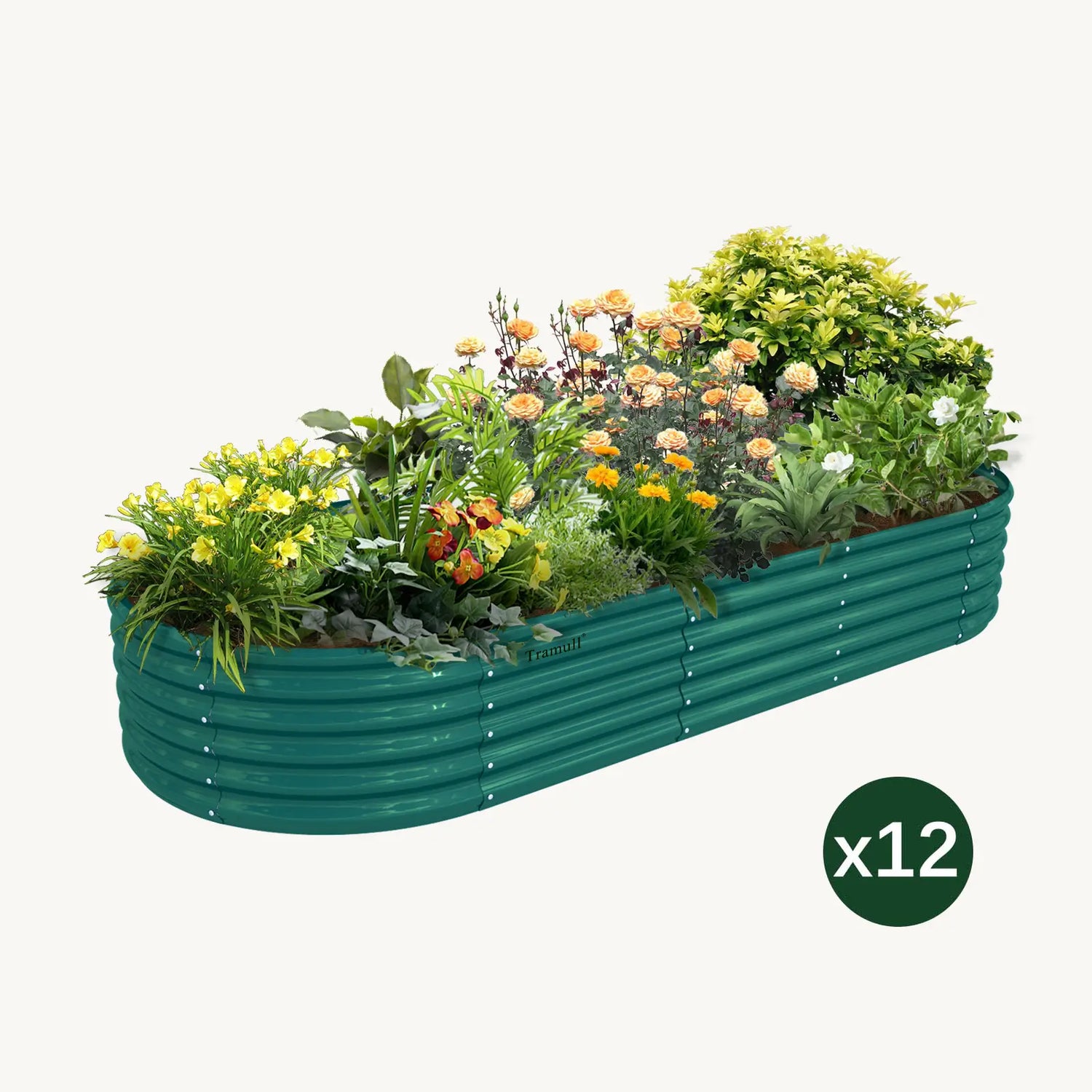 Bundle of 12 | 18" Tall 8x3ft Oval Metal Raised Garden Beds