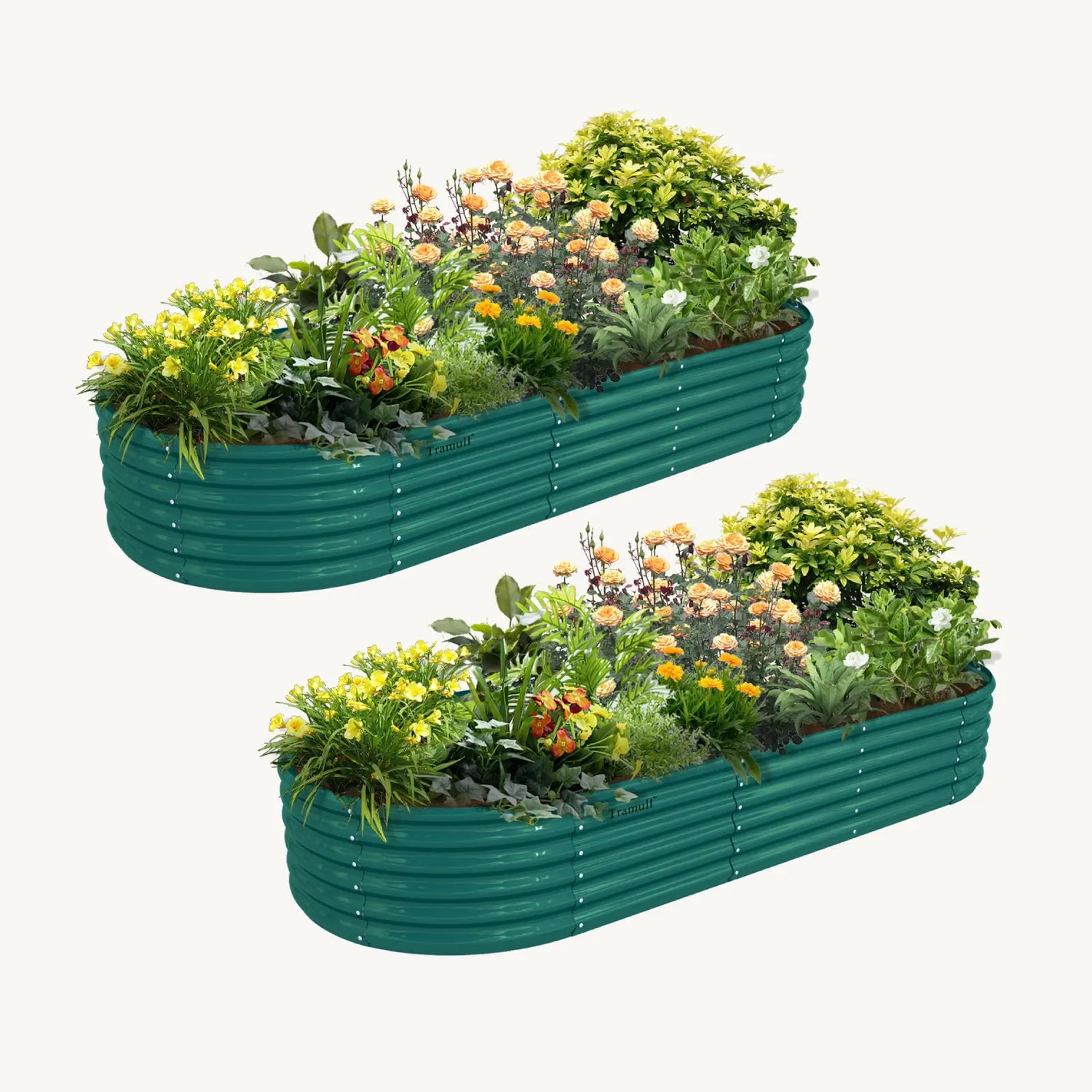 Bundle of 2 | 18" Tall 8x3ft Oval Metal Raised Garden Beds