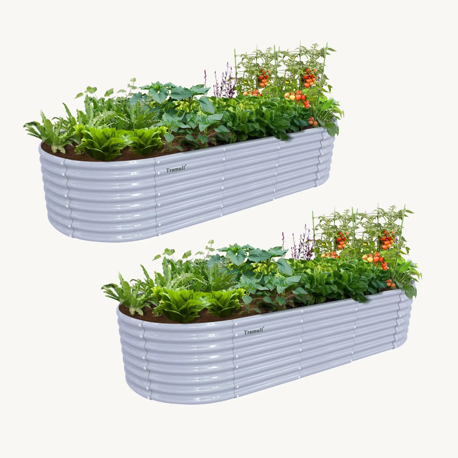 Bundle of 2 | 24" Tall 8x3ft Oval Metal Raised Garden Beds