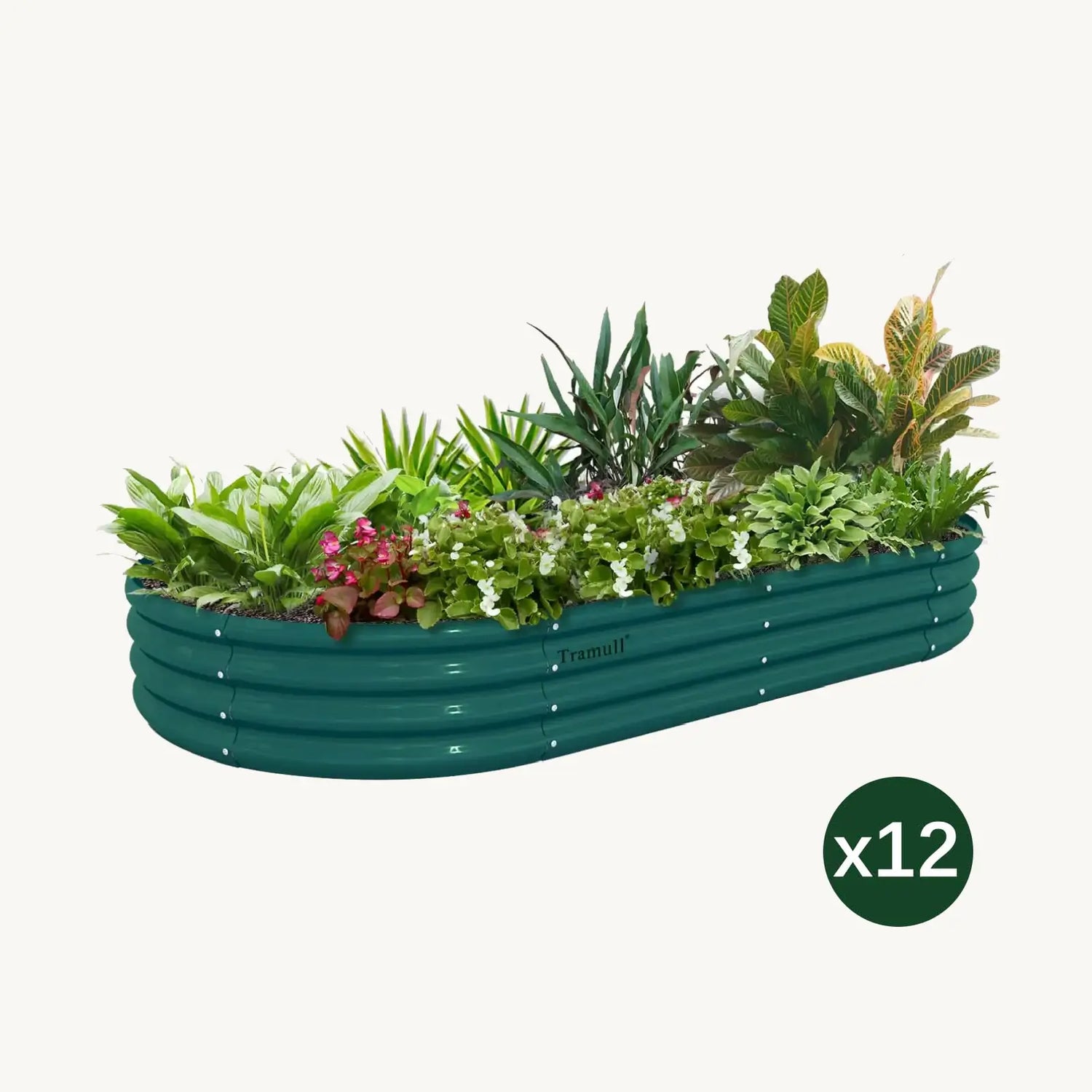 Bundle of 12 | 12" Tall 6x3ft Oval Metal Raised Garden Beds