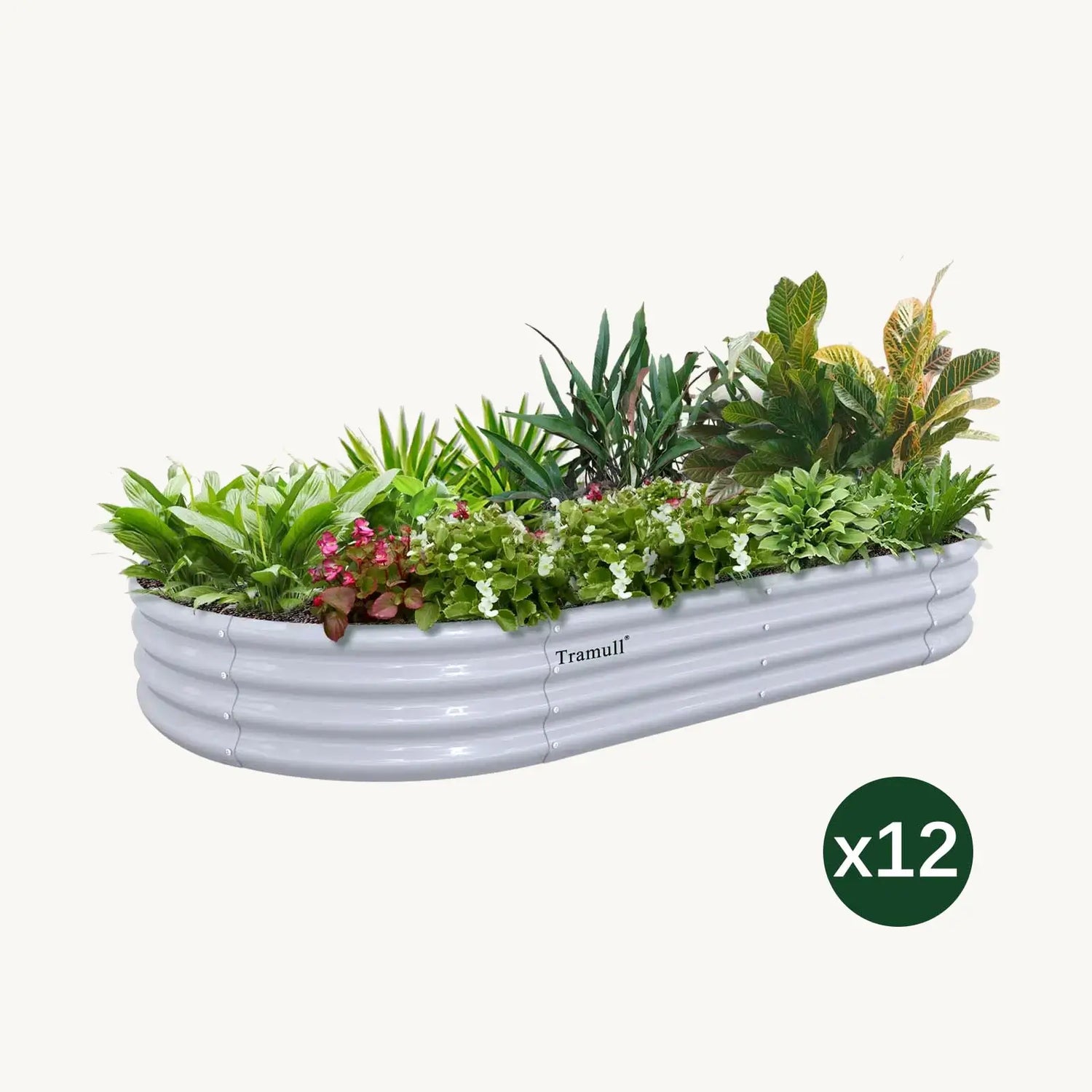 Bundle of 12 | 12" Tall 6x3ft Oval Metal Raised Garden Beds