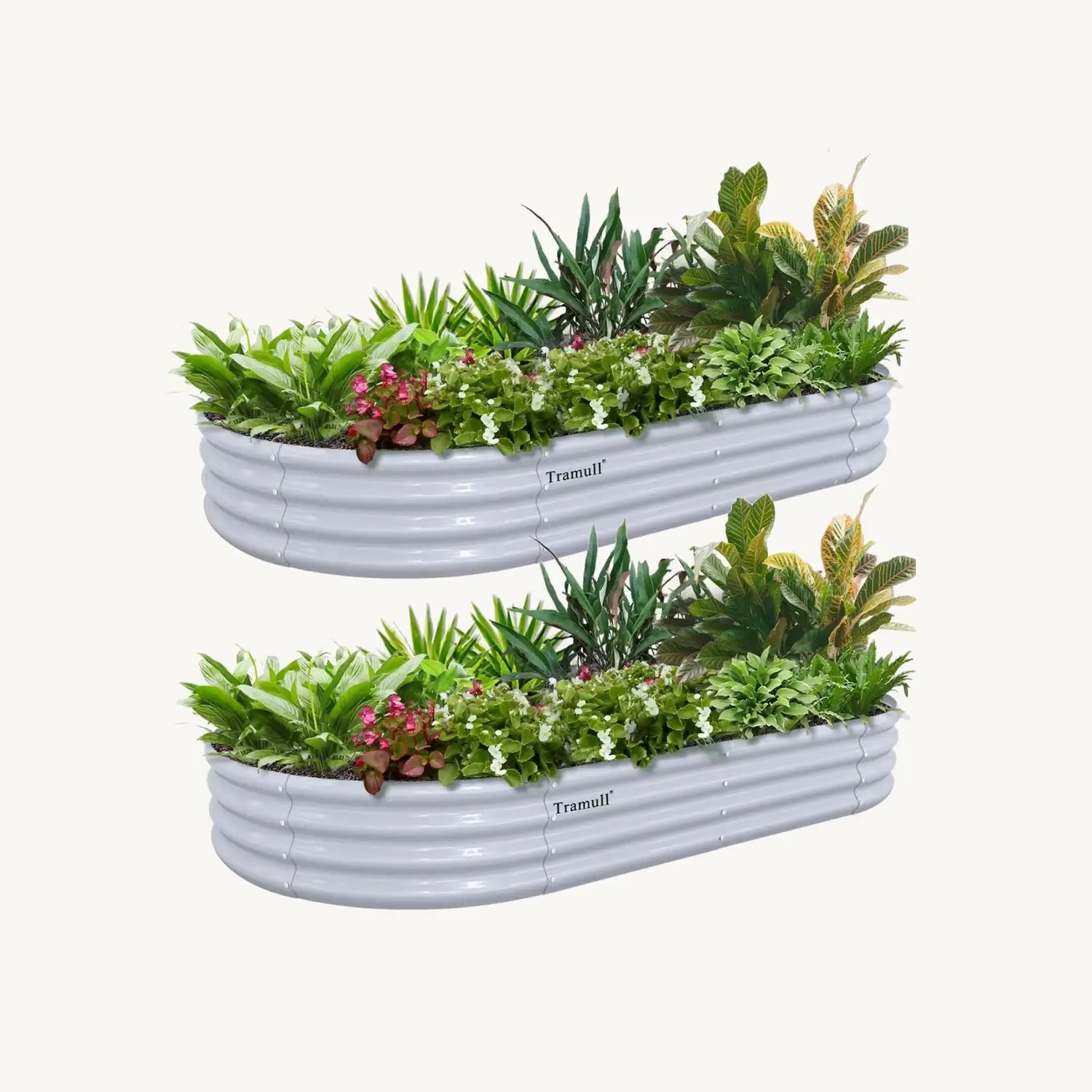 Bundle of 2 | 12" Tall 6x3ft Oval Metal Raised Garden Beds