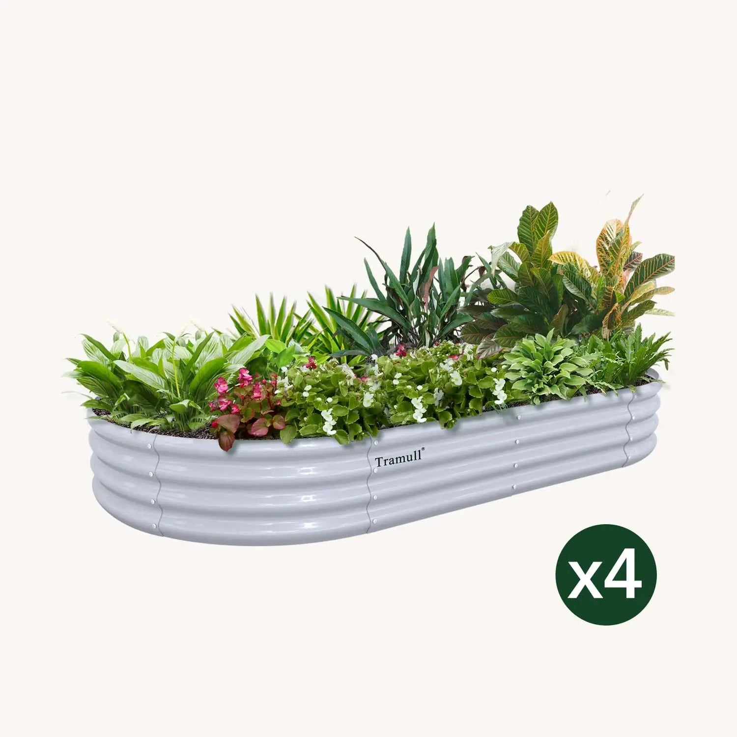 Bundle of 4 | 12" Tall 6x3ft Oval Metal Raised Garden Beds