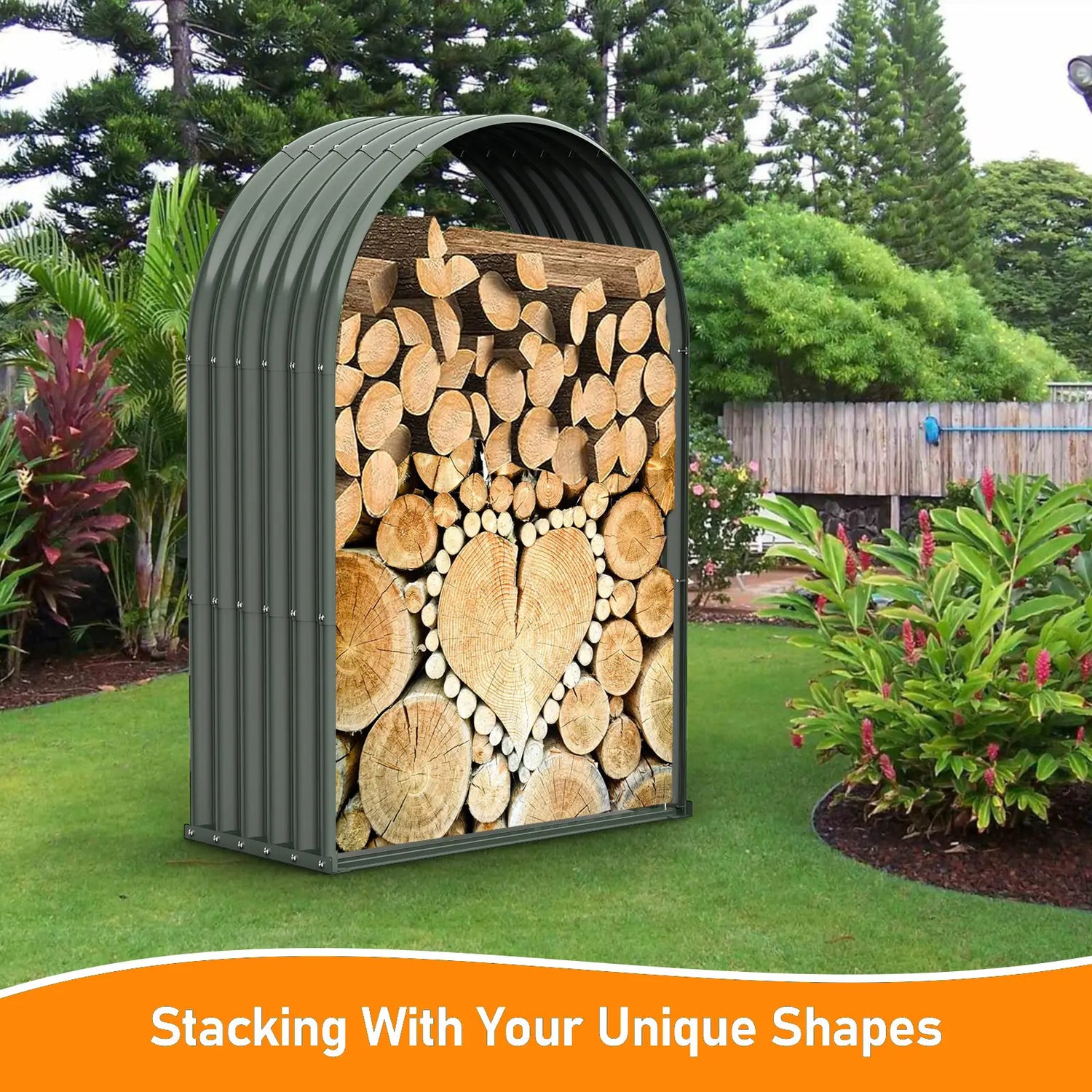 Tramull Galvanized Steel Arch Shaped Firewood Rack with Shed – Tramull ...