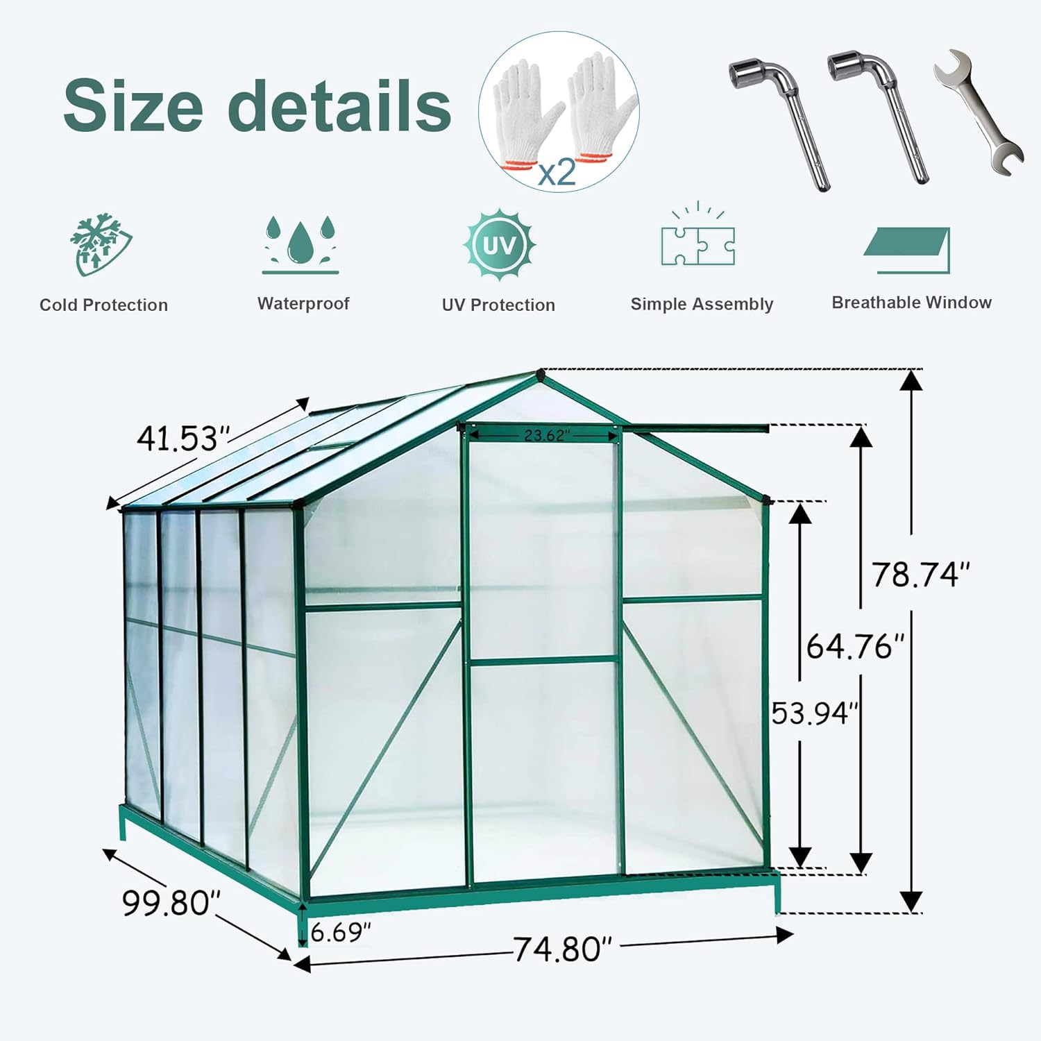 TRAMULL 6x8 ft Greenhouse for Outdoors, Polycarbonate Greenhouse with Roof Vent,Aluminum Large Walk-in Green House