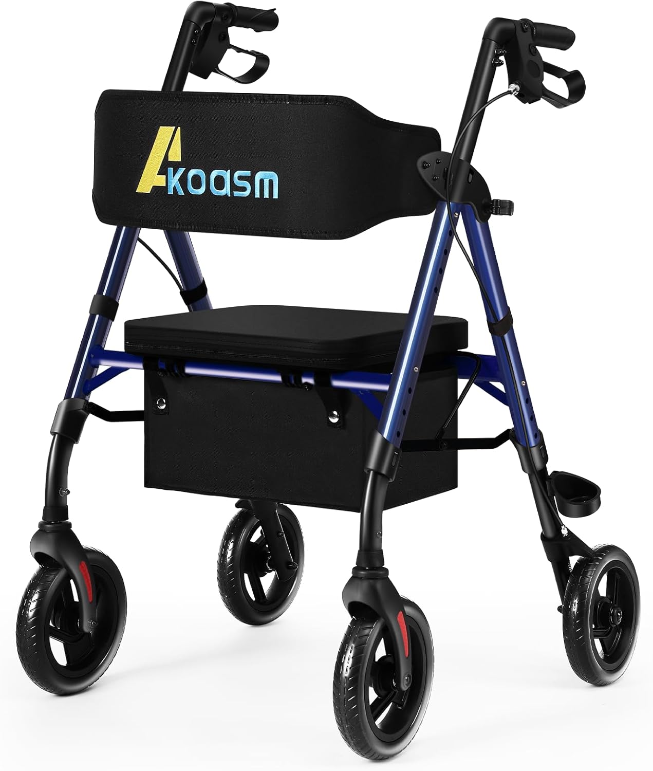 Anleolife Rollator Walker for Seniors, Lightweight Foldable All Terrain Rolling Walker with seat, Aluminum Walkers with 8 inch Rubber Wheels, Handles and Backrest for Seniors and Adult (Purple)