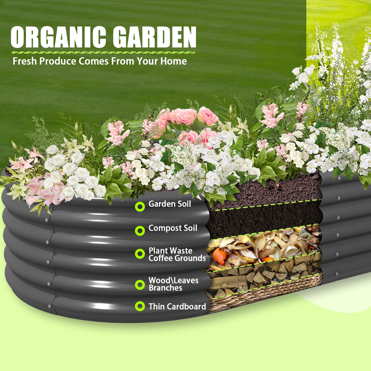 TRAMULL 6-Pack 4X4X1.5ft & 8X4X1.5ft Deep Root Galvanized Raised Garden Beds Outdoor for Planting Vegetables Flowers Herb - Tramull Metal Raised Garden Beds - Durable, Modular, Quality Galvanized Steel Garden Beds